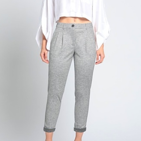 Peserico Pants - Peserico Gray Cropped Tapered Pants